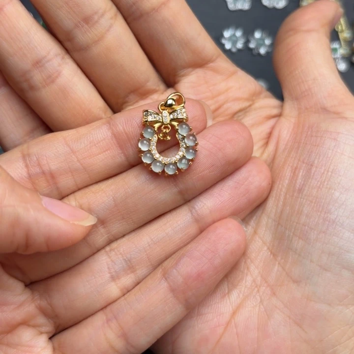 张***）翡翠银S925镶嵌耳饰