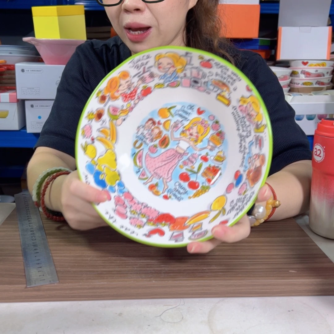 陶瓷21绿色波点盘子