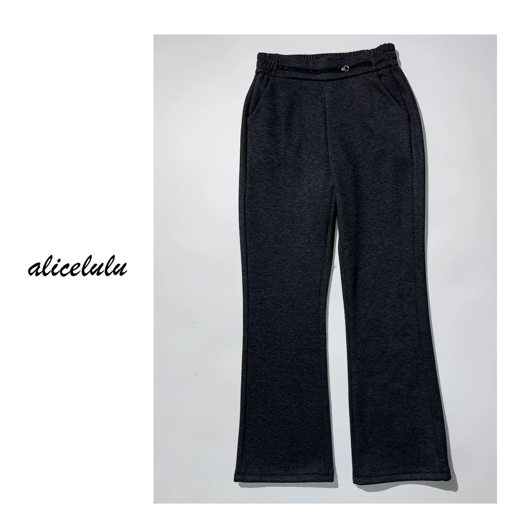 4 ALICE “暖冬裤”休闲裤 人字纹 优雅微喇 S622039T