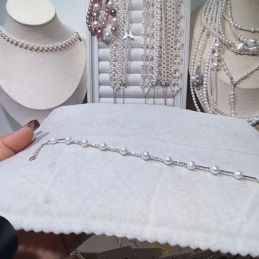 银S925镶嵌淡水珍珠手绳炫彩设计手链