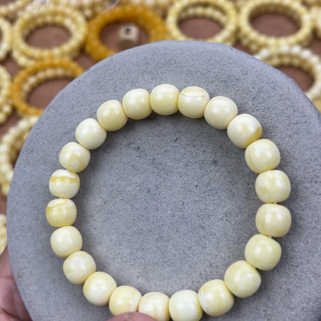 蜜蜡未镶嵌手串纯天然俄料白蜡极限弧高桩10.5腕口19+