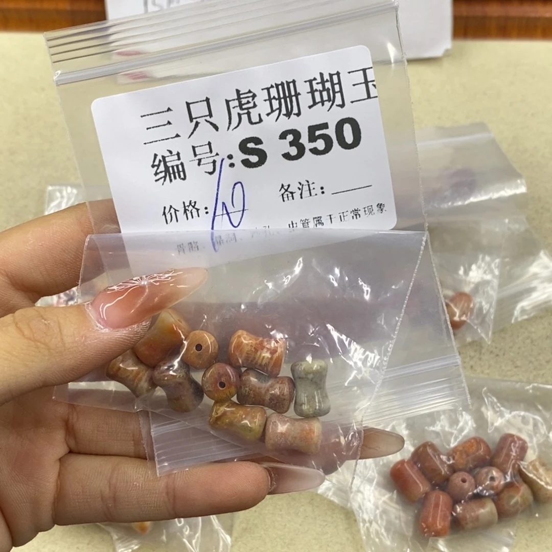 硅化珊瑚（珊瑚玉）1足银镀金镶嵌小***笋