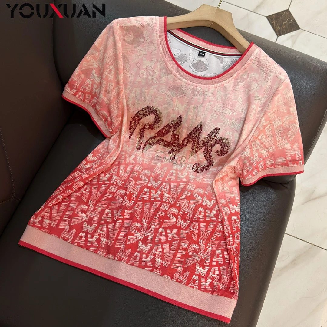 春夏季新品女士短袖圆领休闲T恤上衣女装时尚小衫卫衣58107