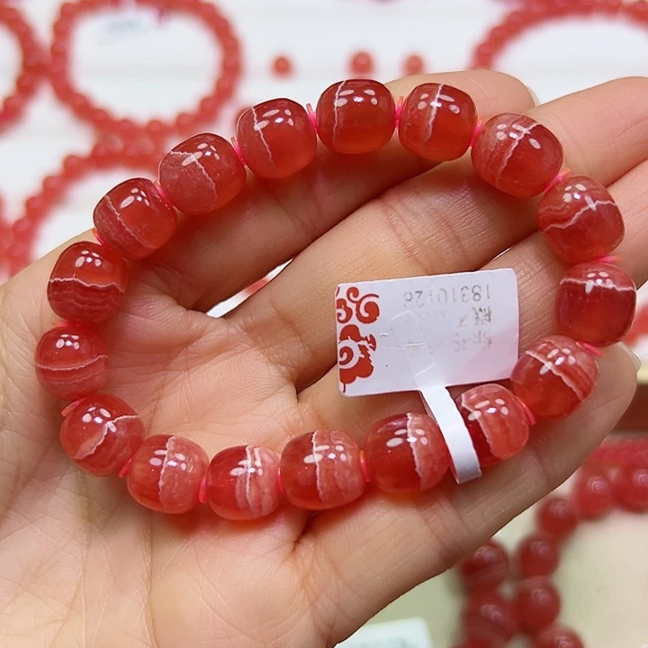 菱锰矿（红纹石）手串未镶嵌美*儿