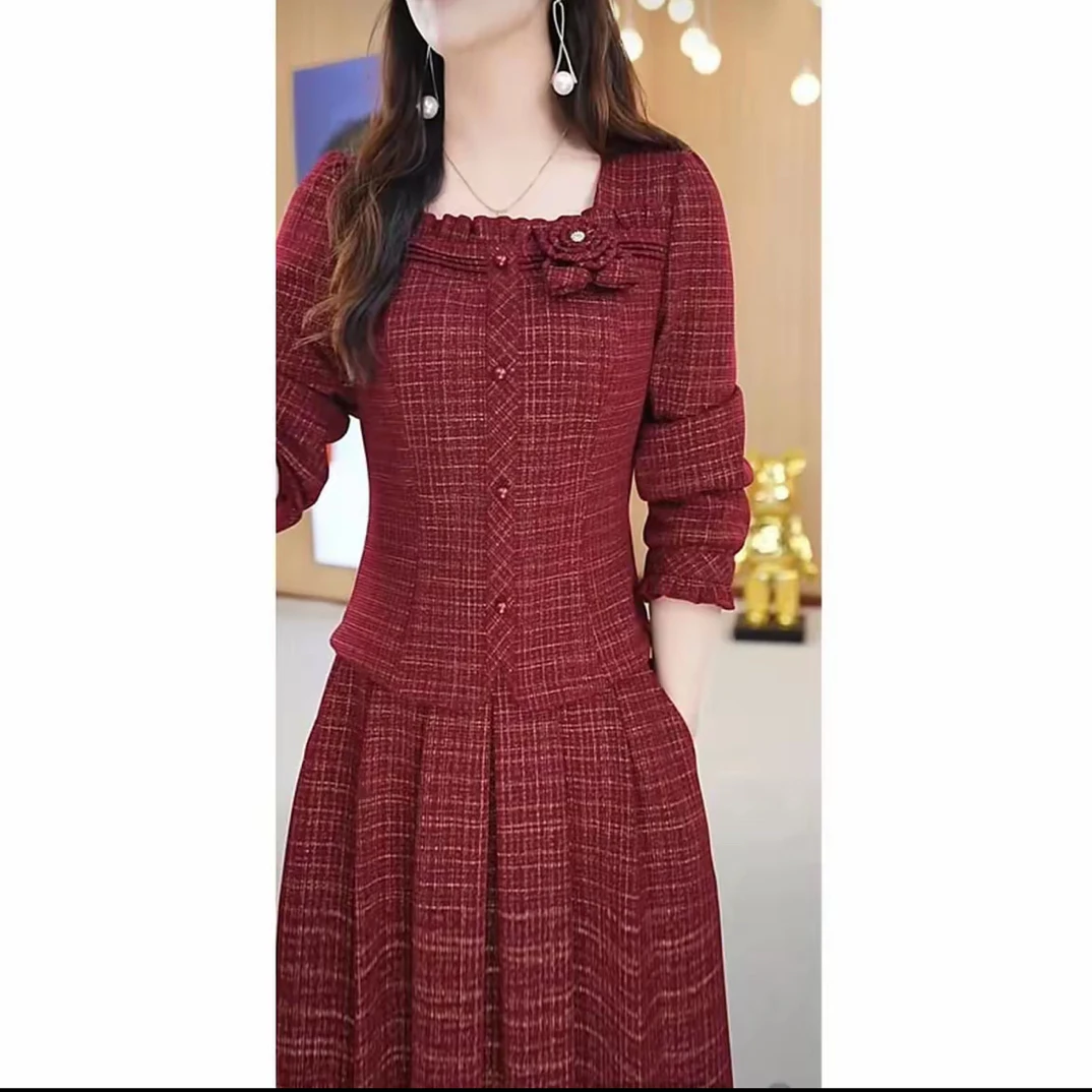 B03新款秋冬时尚收腰显瘦气质中长款连衣裙