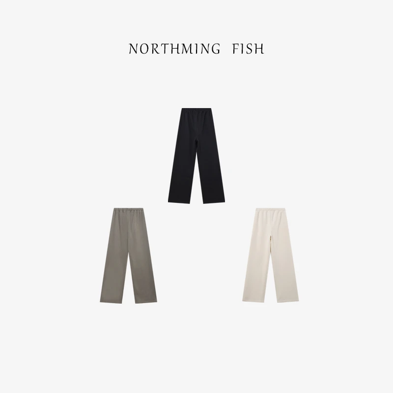 NORTHMING FISH「蚕丝羊绒-面料裤」加绒自发热 万能搭毛呢直筒裤