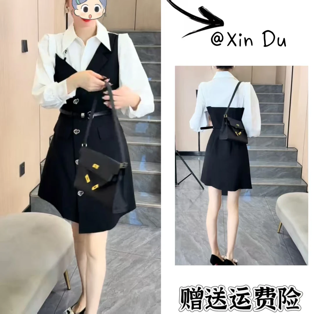2025秋季新款时尚显瘦气质女士网红洋气连衣裙百搭款D22771