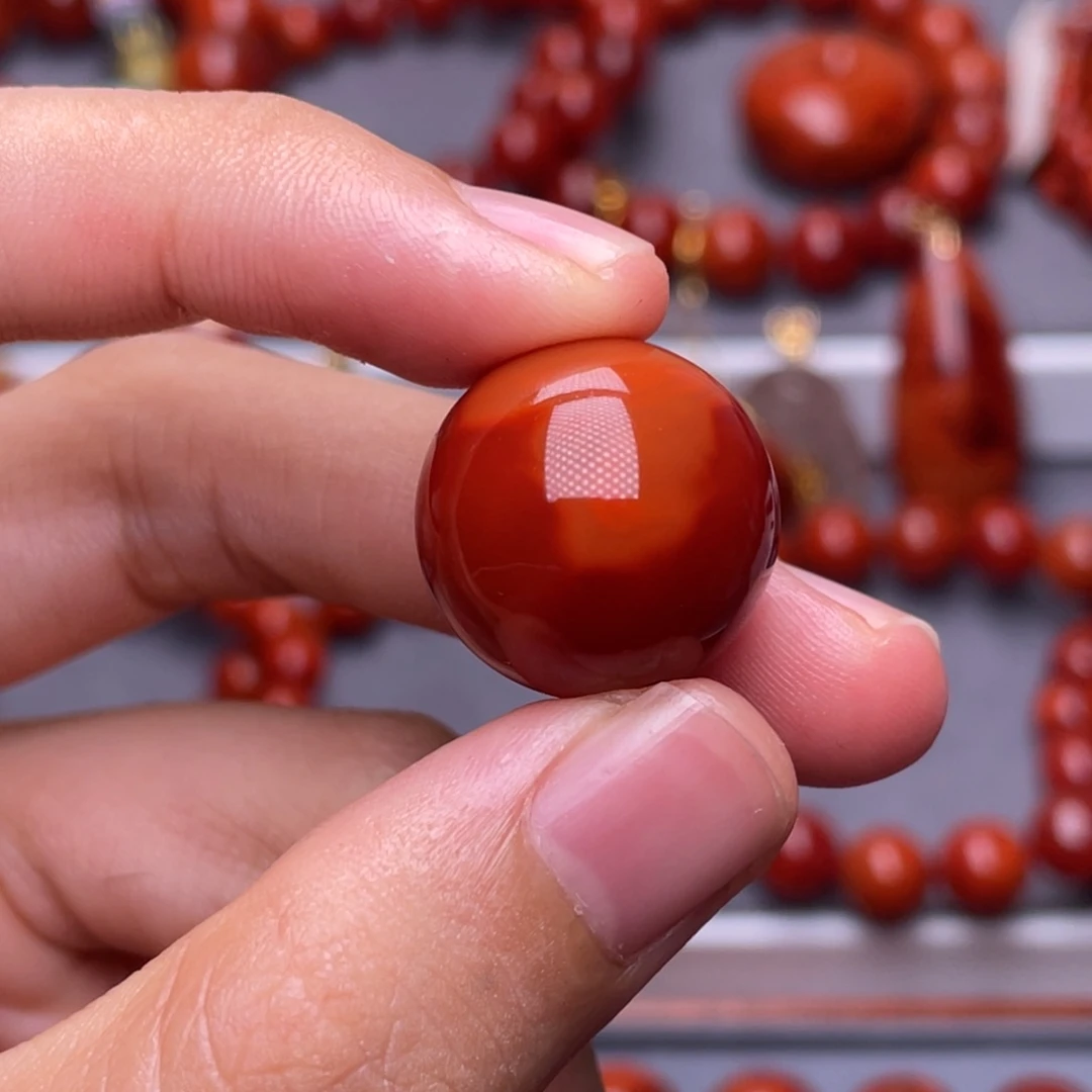 南红玛瑙吊坠未镶嵌佳*恩y18.5mm玫瑰红双色单珠