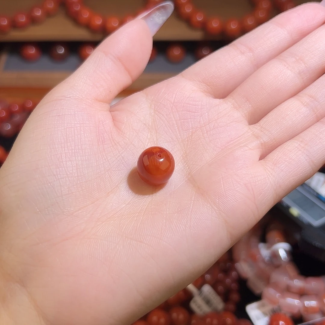 南红玛瑙单珠未镶嵌12mm老型火焰纹