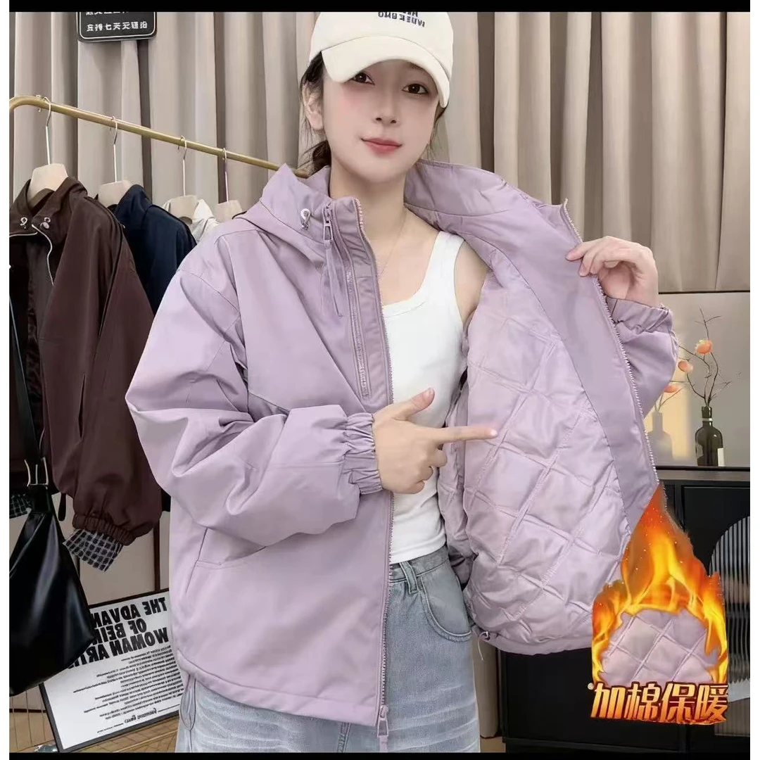 棉服女秋季短款外套运动2025新款爆款洋气夹克女棉服上衣