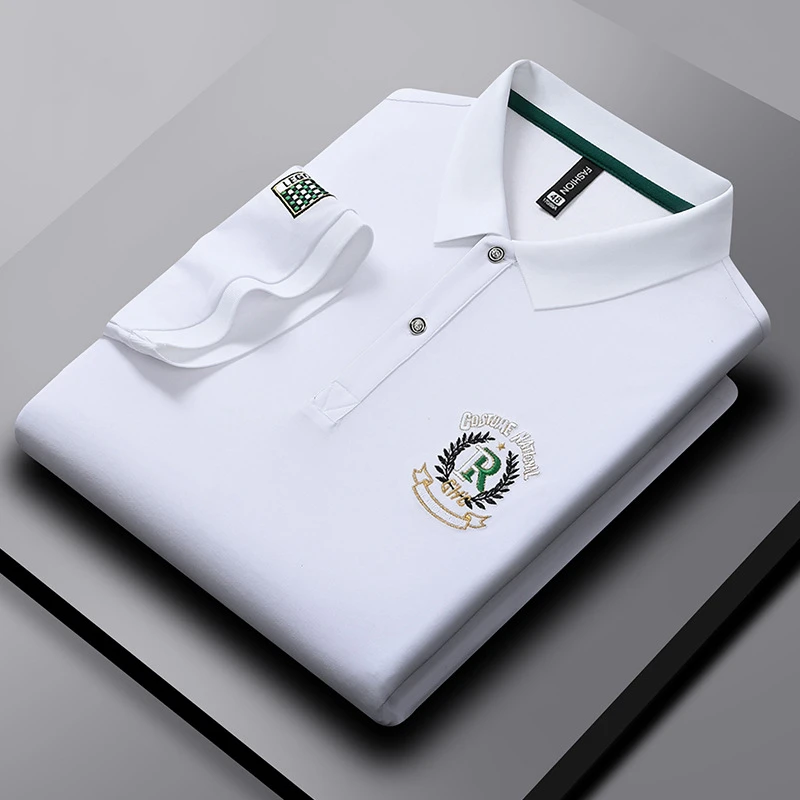 男装翻领夏季休闲商务短袖POLO衫吸湿排汗透气刺绣男士短袖