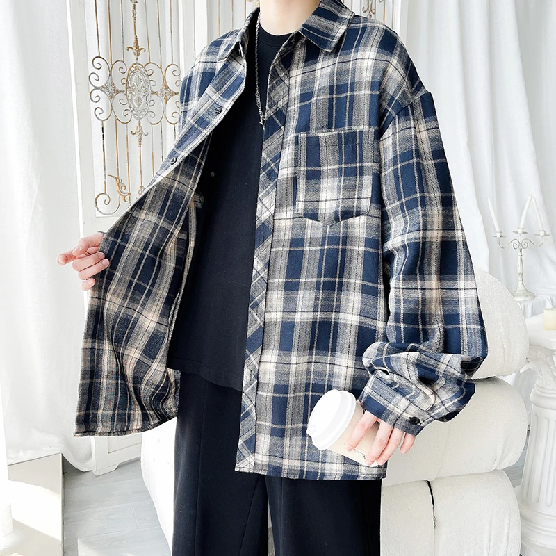复古格子衬衫男女款秋季潮牌港风痞帅2025新款宽松大码开衫上衣
