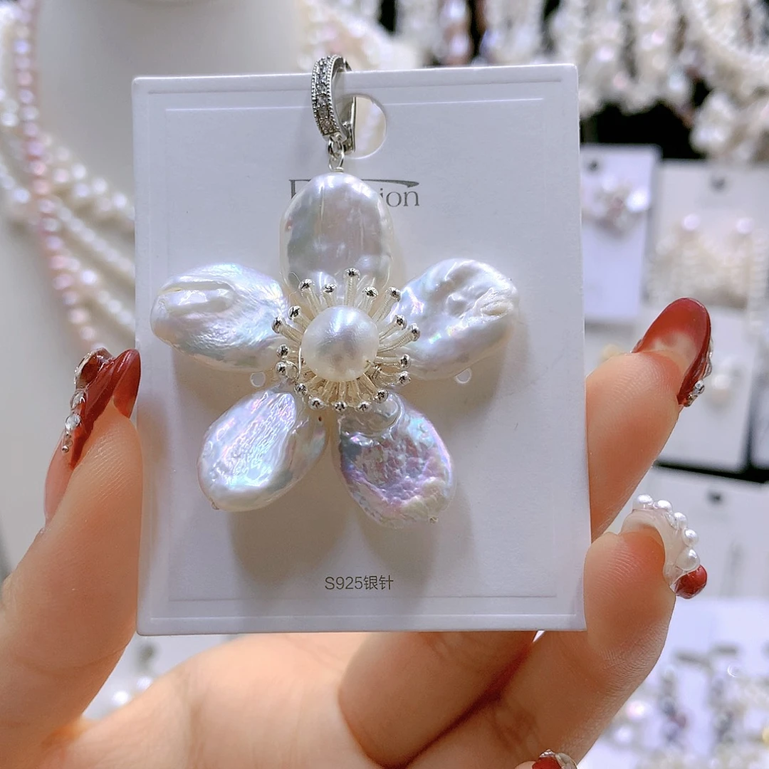 银S925镶嵌耳饰淡水珍珠