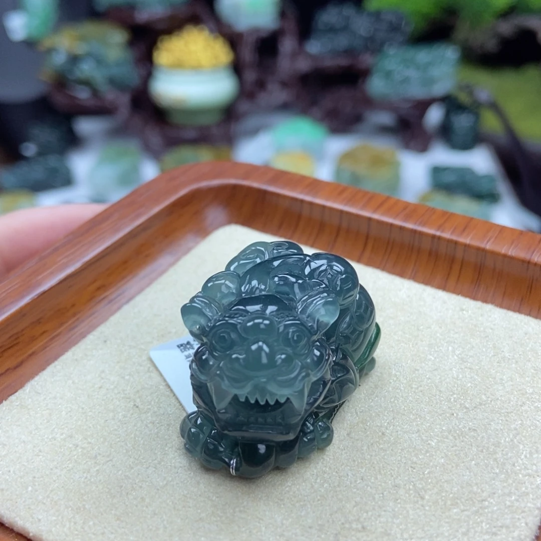 翡翠未镶嵌颈饰A16深海蓝含珠貔貅