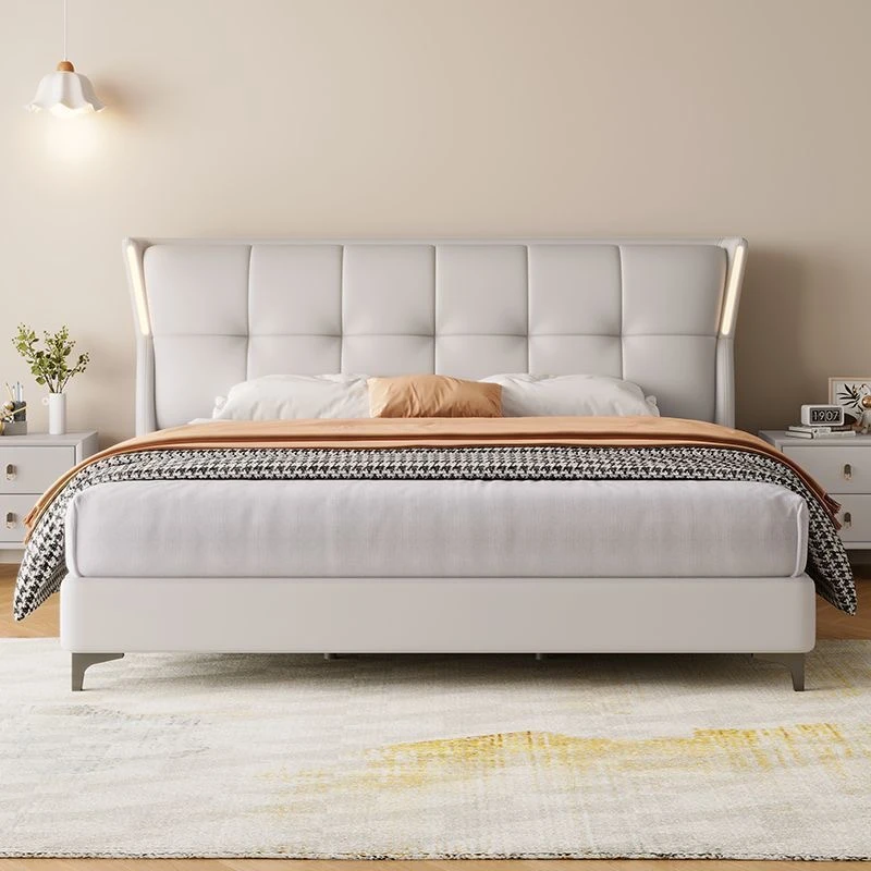 轻奢简约主卧真皮床轻奢家用简约小户型储物主卧室轻奢