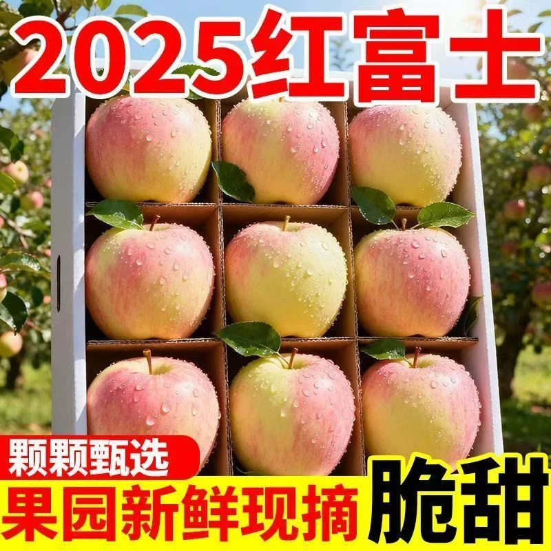 富士苹果冰糖心丑苹果红富士新鲜水果片红条红老少皆宜脆甜多汁