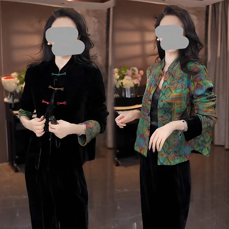 高级感国风复古外套女2025年早秋新款新中式高级感盘扣双面穿上衣