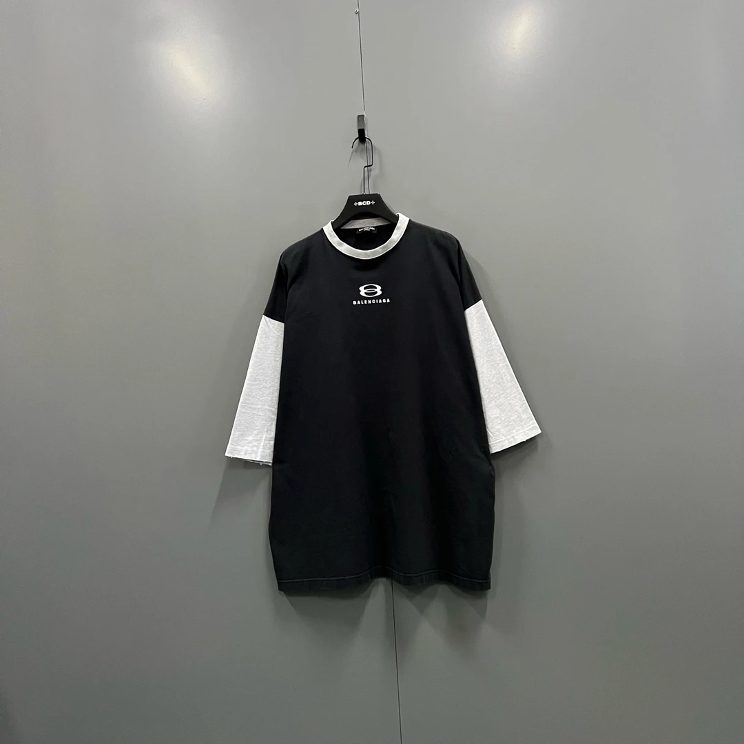 99新 Balenciaga/巴黎世家 （ll）拼色圆环刺绣短袖 2码/98新017588