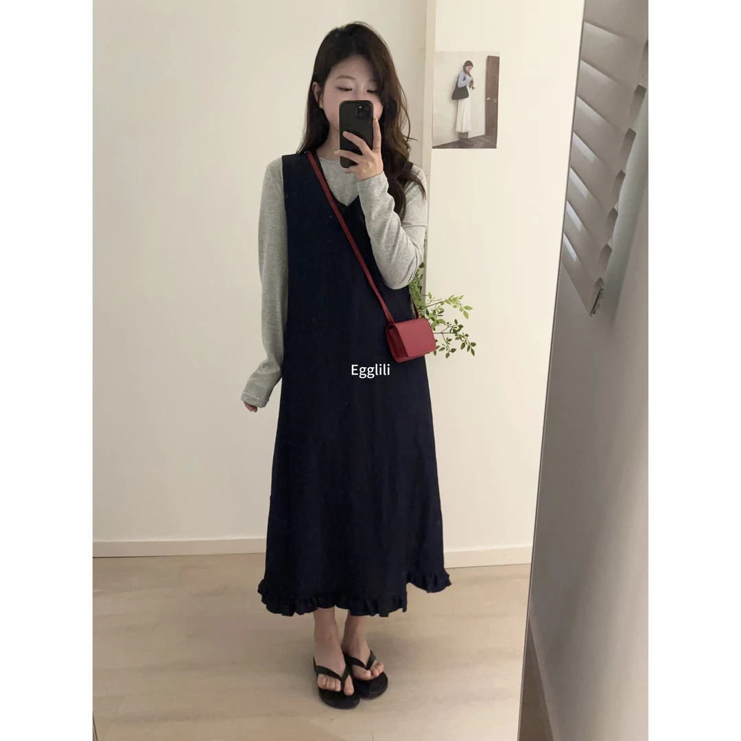 【木耳背心连衣裙】甜美系带背心裙