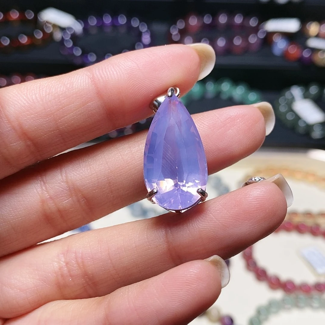 水晶吊坠(赠链)银S925镶嵌紫玉晶