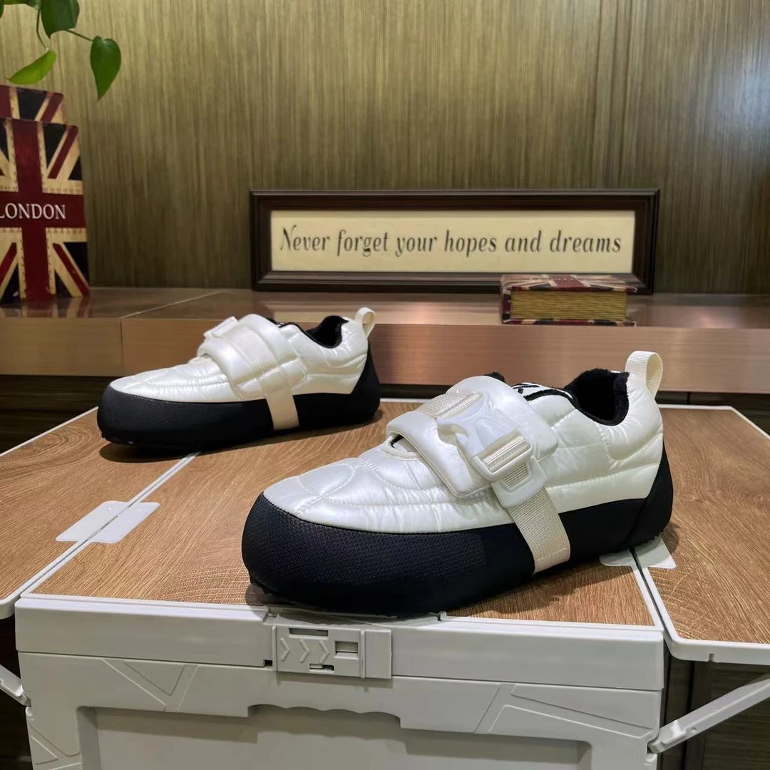 欧洲站2025冬季新款厚底加绒保暖男士一脚蹬羽绒布运动休闲潮鞋男