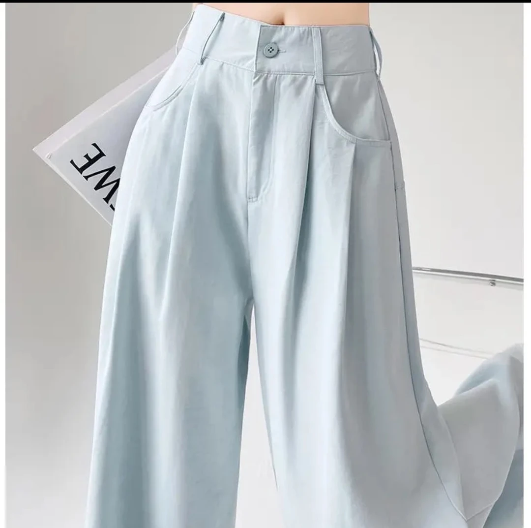 奶芙裤奶油西装2025春夏薄款奶芙慵懒高腰阔腿裤