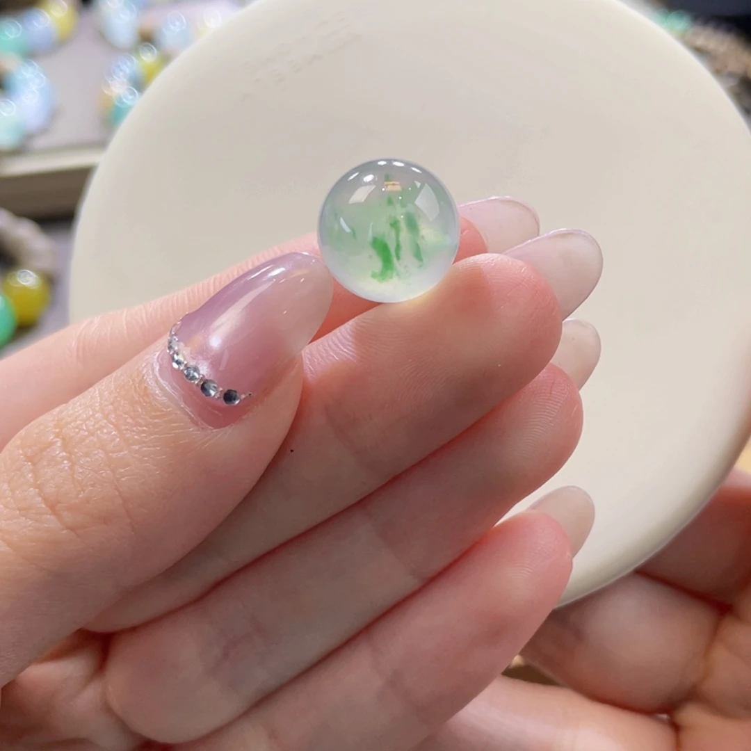 翡翠未镶嵌手链卡13.8冰飘绿