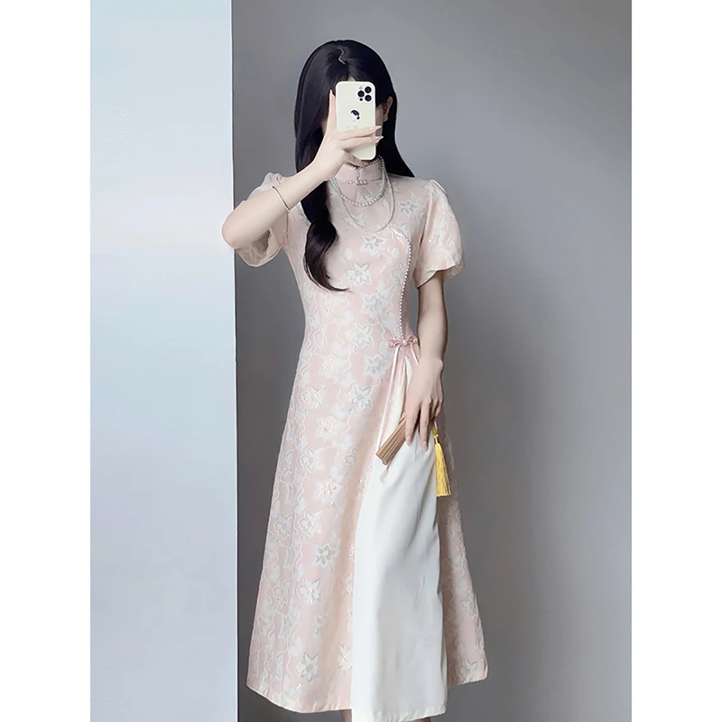 气质改良国风连衣裙新中式少女日常可穿奥黛旗袍2025年春夏季新款