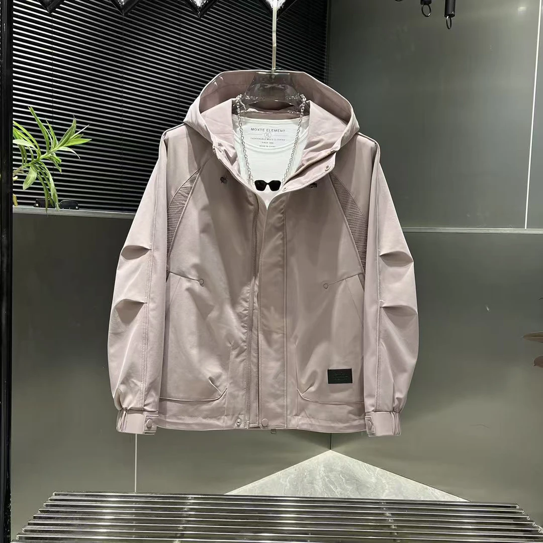 美式防风男士连帽夹克春季休闲时尚连帽秋季冲锋衣男