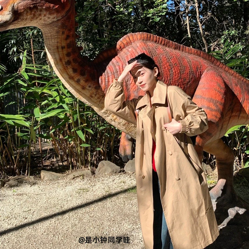 【诗语专属】菀草壹秋季新款中长款双排扣休闲风衣F07830431