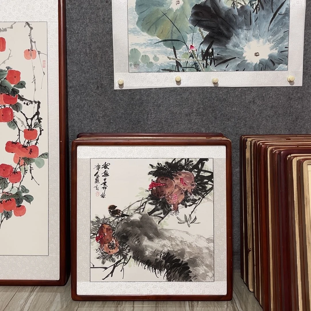 国画书画作品带框63×63