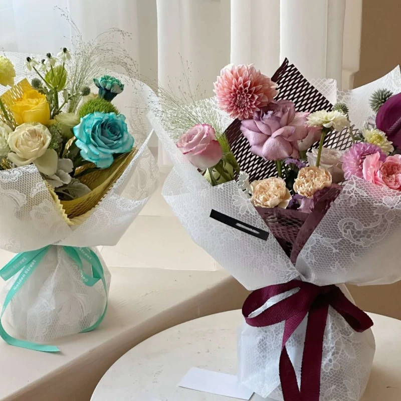 【花鲜谷】诺莎纸 蕾丝梦雪半透明防水雾面纸蕾丝花边包花艺术纸