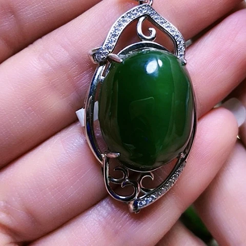 和田玉银S925镶嵌戒指