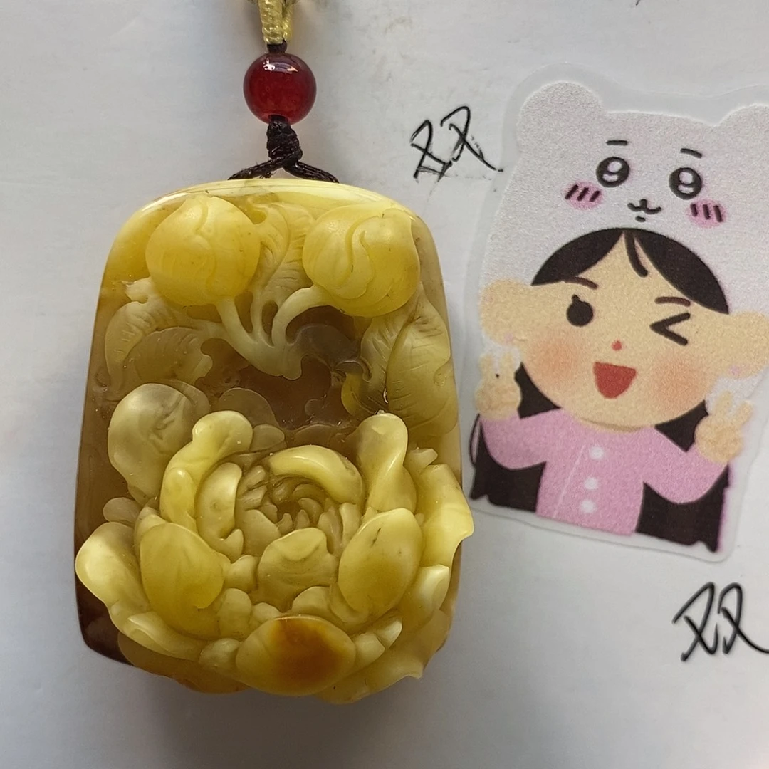 定制琥珀未镶嵌牡丹花