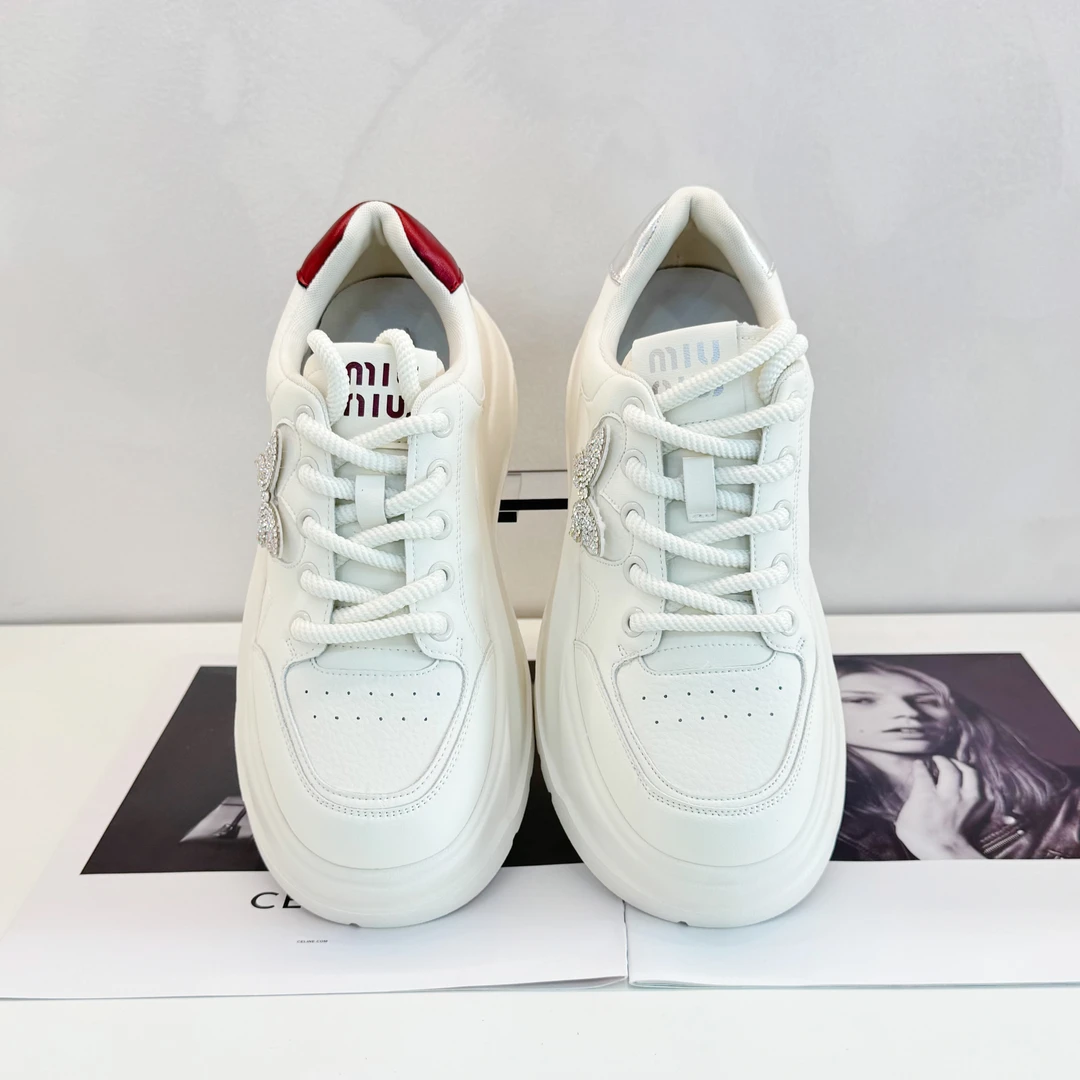 休闲厚底板鞋小白鞋时尚休闲鞋刺绣/绣花系带深口