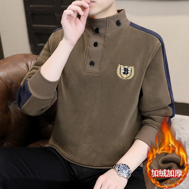 奇珀菲仑奥粒绒卫衣男秋冬装加绒加厚长袖打底衫休闲时尚保暖上衣