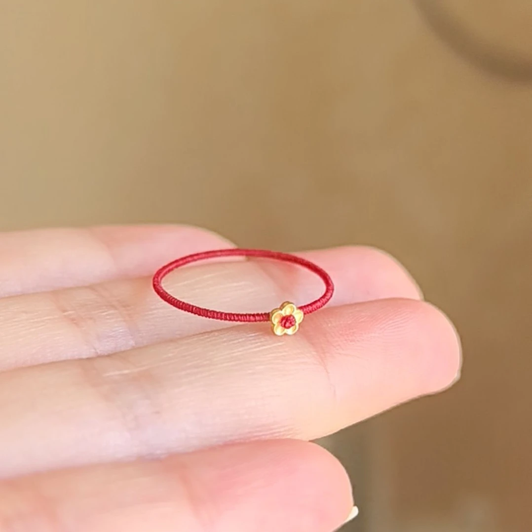 足金999桃花扣编绳本命年七夕情人节送女友礼物