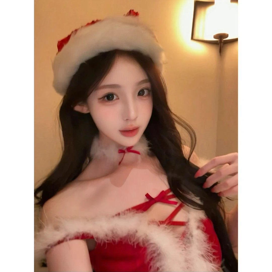 「LA」薇薇安の圣诞夜*原创圣诞节气质穿搭红色公主抹胸连衣裙女