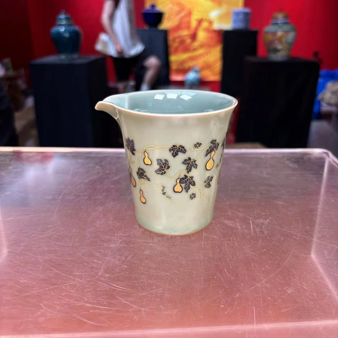 秋香茶具 梅子青葫芦茶水分离杯-6449