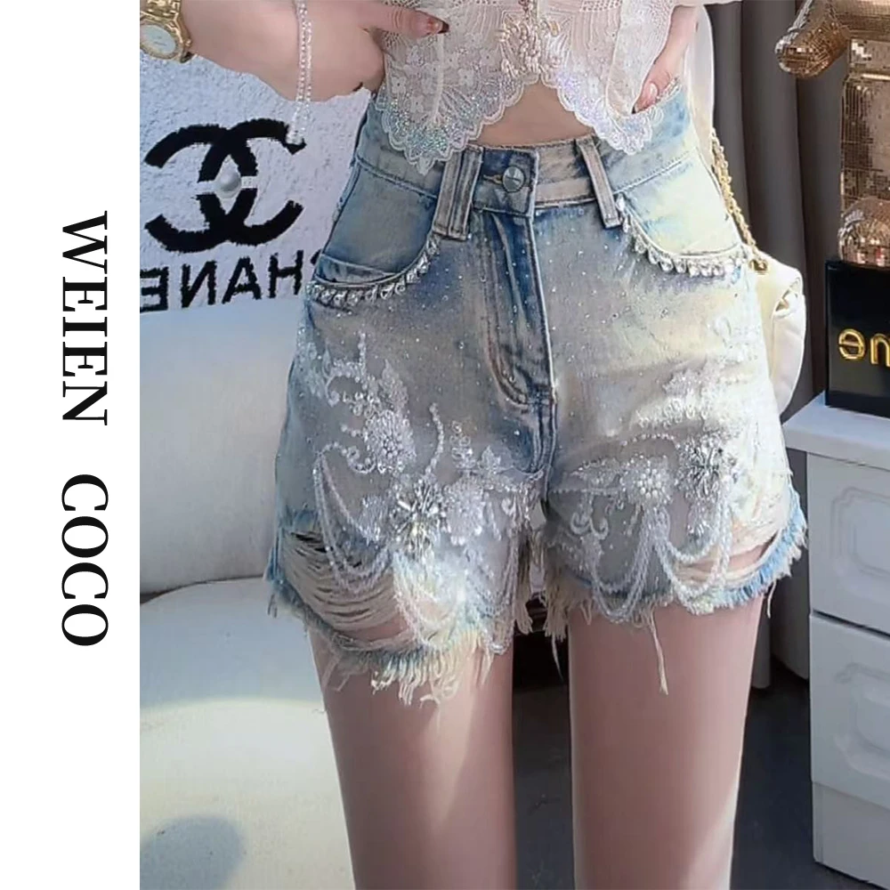 【薇恩COCO】小钻显瘦高腰牛仔短裤百搭春夏时尚个性短裤K4029
