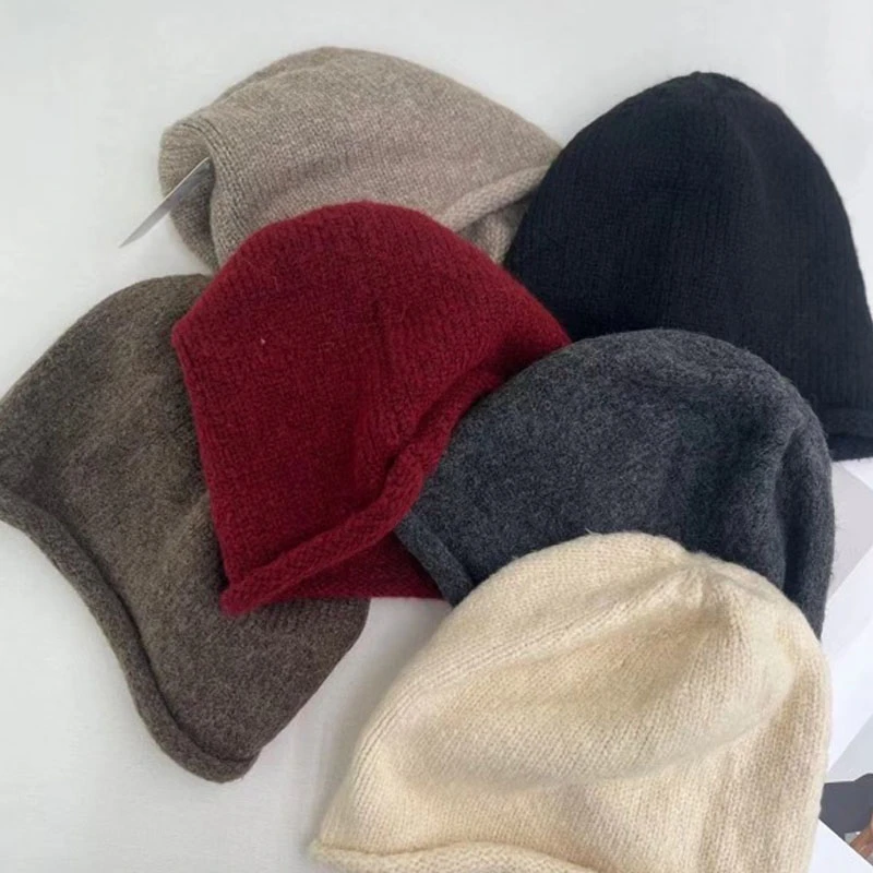 冬季针织加厚混纺毛线编织鱼夫帽休闲时尚百搭保暖
