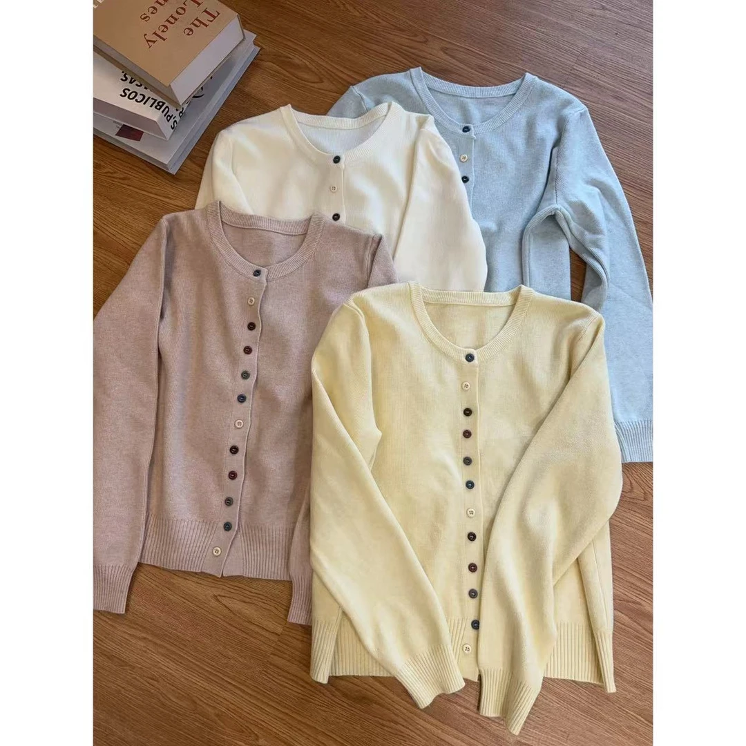 苗苗家 【彩扣毛衣】糖果色常规版彩扣毛衣开衫