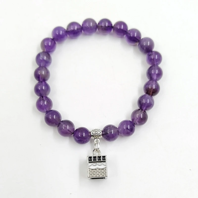 非金属仿水晶手链 紫晶天房手串念珠珠子回民饰品紫色