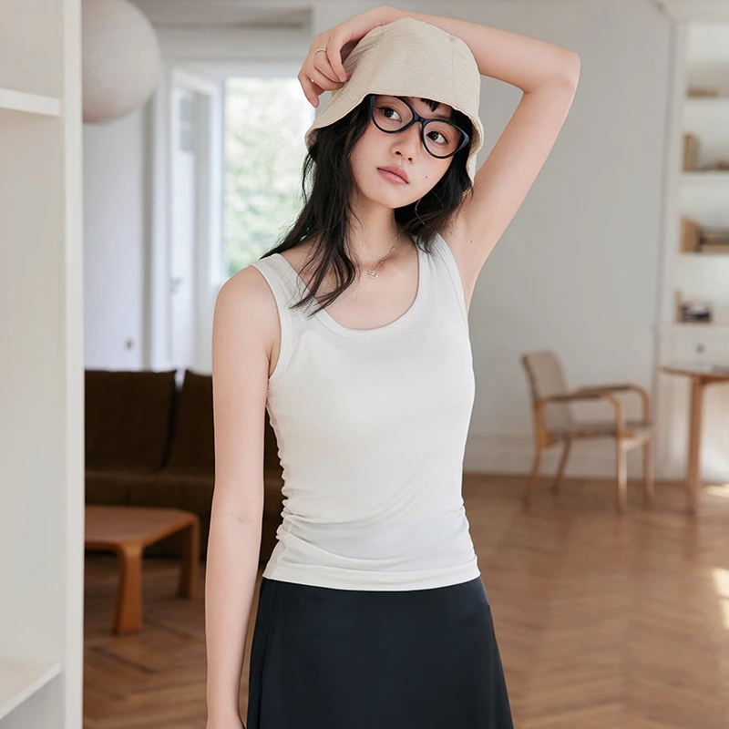 天丝羊毛小吊带女2025新款外穿背心亲肤内搭打底衫春夏纯色莱赛尔