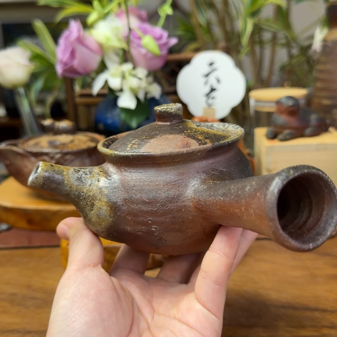 用***2柴冈信义备前烧侧把壶福利一口价