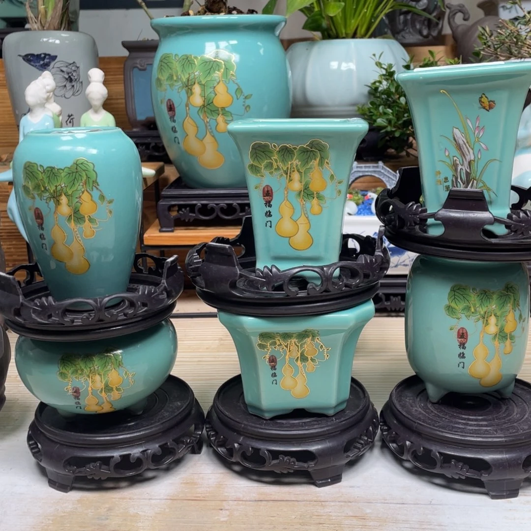 紫砂花盆陶瓷艺术花盆陶瓷