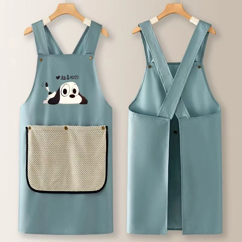 可擦手可拆大毛围裙2025新款家用厨房夏季洋气好看防水防油网红LW