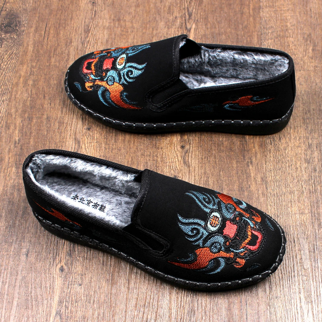 2025新款冬季老北京布鞋男加绒保暖加厚棉鞋软底耐磨牛筋底一脚蹬