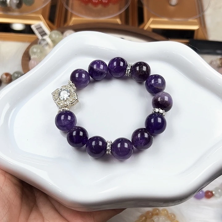 银S925镶嵌珠宝半成品紫晶