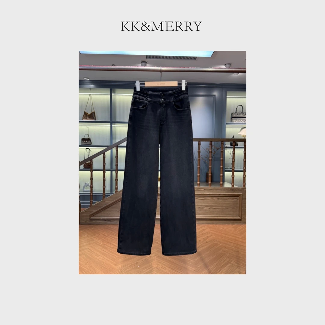 KK&MERRY百搭休闲显瘦复古简约直筒牛仔裤KDBC0550